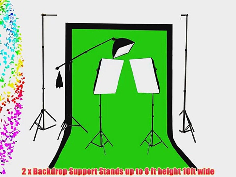 Fancierstudio U9004SB-10x12BWG Light Kit 2000 Watt Photo Video Lighting Kit with Hairlight