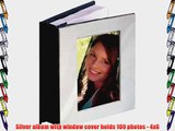 Silver album with window cover holds 100 photos - 4x6