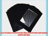 Pack of 25 11x14 BLACK Picture Mats Mattes with White Core Bevel Cut for 8x10 Photo   Backing