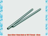 2pcs Silver 15mm Rods w/ M12 Thread - 45cm