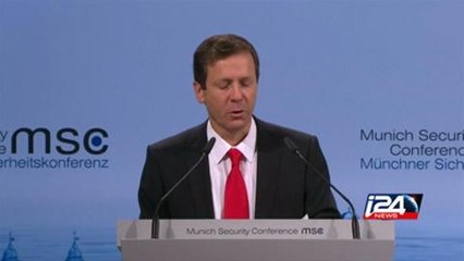 Zionist Union chief Isaac Herzog speaking at a Munich Security Conference