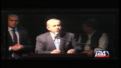 Israeli Prime Minister Benjamin Netanyahu at Tel Aviv rally