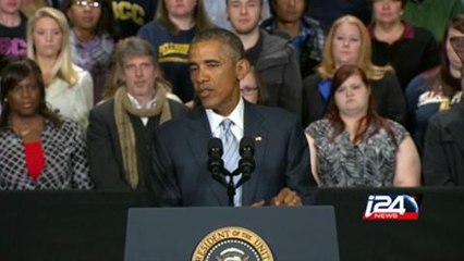 US President Barack Obama reacts to French terror attack