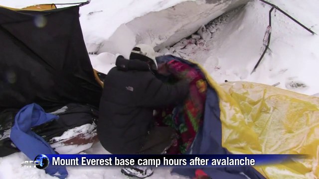Mount Everest base camp hours after avalanche