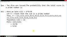 Quantitative Aptitude : Probability problem on tossing dice and getting a prime number sum