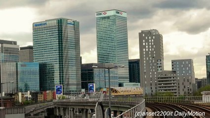 London. Riding the DLR train from Beckton to Tower Gateway