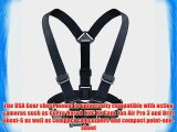 USA Gear Chest Harness Action Camera Mount with Elastic Stretch-Fit Straps and Included J Hook
