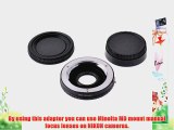 Neewer Black Metal Lens Mount Adapter with Optical Glass for Minolta MD Mount Lens to Nikon