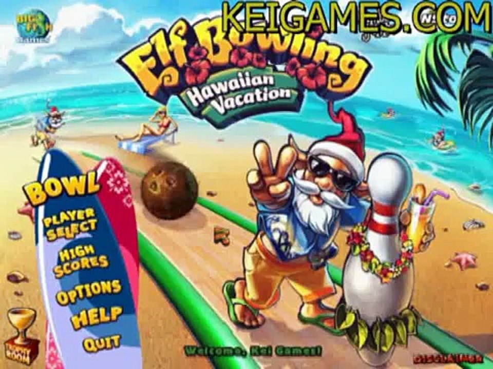 Fun Bowling Game: Elf Bowling: Hawaiian Vacation - Watch Me Play!