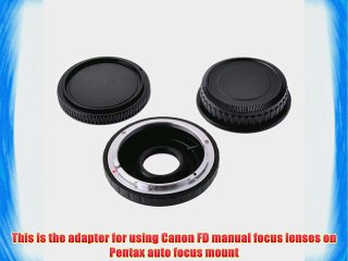 Neewer Black Metal Lens Mount Adapter with Optical Glass for Canon FD Lens to Pentax PK Mount