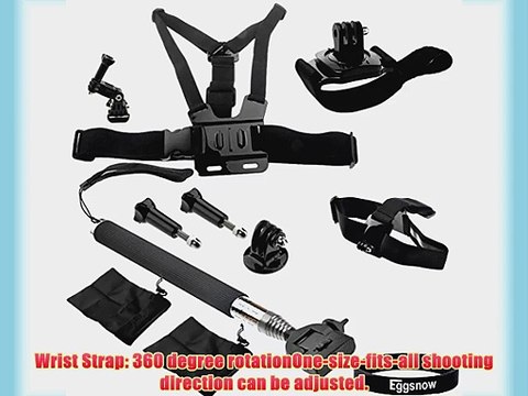 Eggsnow Chest Harness w/ 3-way Mount Head Strap 360 Swivel Wrist Strap Monopod Tripod