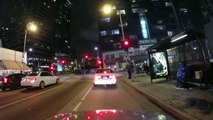 Driving around Los Angeles Downtown At Night