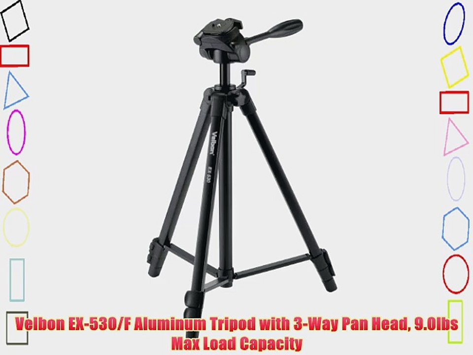 Velbon EX-530/F Aluminum Tripod with 3-Way Pan Head 9.0lbs Max Load Capacity