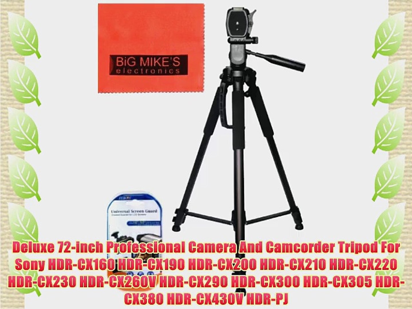 ⁣Deluxe 72-inch Professional Camera And Camcorder Tripod For Sony HDR-CX160 HDR-CX190 HDR-CX200