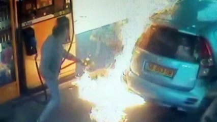 Watch the moment an Israeli woman ignites petrol pump