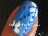How to Nails - Easy Nail Art Tutorial Formal Prom Flower Blue Design Home made Freehand Cute