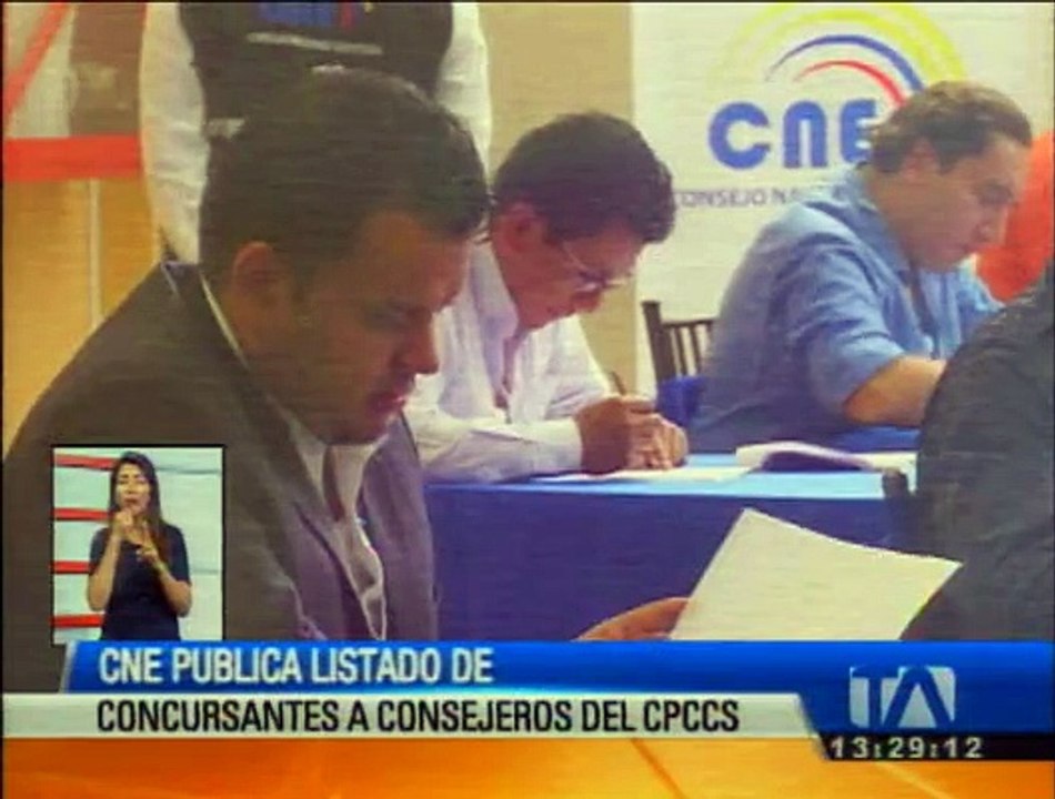 CNE publica listado de concursantes a consejeros del CPCCS