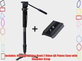 Benro Video Monopod with Twist Lock Legs S2 Head and 3 Leg Base (Black) with an Extra Video