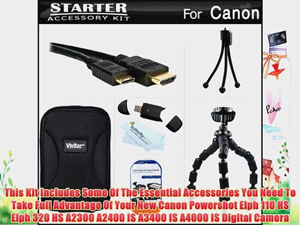Starter Accessories Kit For The Canon Powershot Elph 110 HS Elph 320 HS Digital Camera Includes