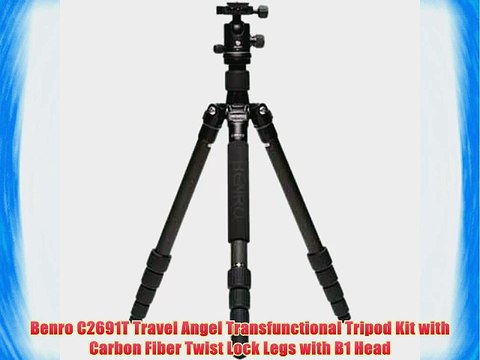 Benro C2691T Travel Angel Transfunctional Tripod Kit with Carbon Fiber Twist Lock Legs with