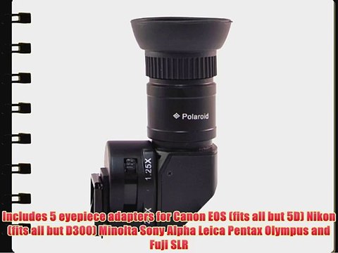 Polaroid 1X-2.5X Right Angle Viewfinder for Canon EOS Nikon Olympus Panasonic Sony