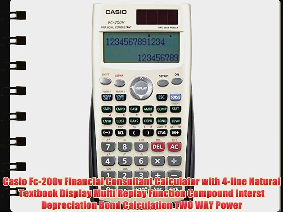 Casio Fc-200v Financial Consultant Calculator with 4-line Natural Textbook Display Multi Replay