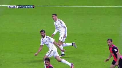 Reacción de Cristiano tras el gol de Arbeloa
