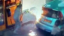 Shocking CCTV footage shows women setting up Petrol Station On fire for a man refusing her a cigarette