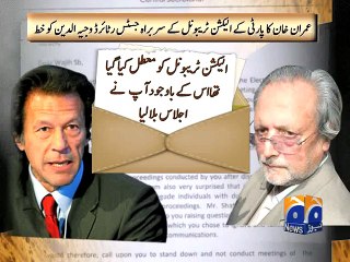 PTI chief Imran's letter to Justice (r) Wajihuddin-30 Apr 2015