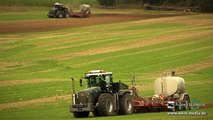 3x Claas Xerion 5000 ackern mit Horsch Tiger Cultivator - Claas Tractors in Action