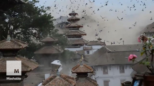Footage shows the moment the devastating quake shatters Nepal