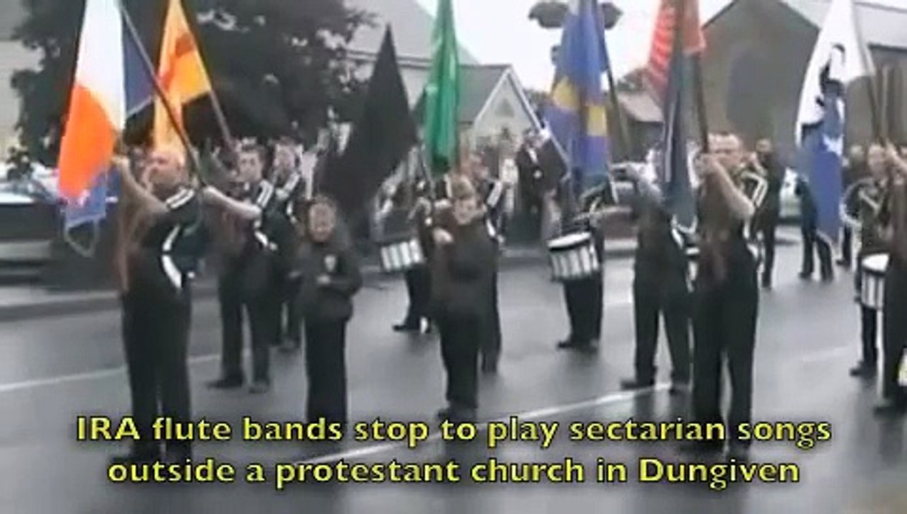 IRA bands play sectarian songs outside protestant church - August 2012