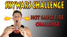 THE HOT SAUCE FIRE CHALLENGE! (Minecraft Skywars Challenge)