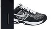 Nike Mens Air Max Cage Tennis Shoes Black/White/Metallic Silver 554875-005 Size