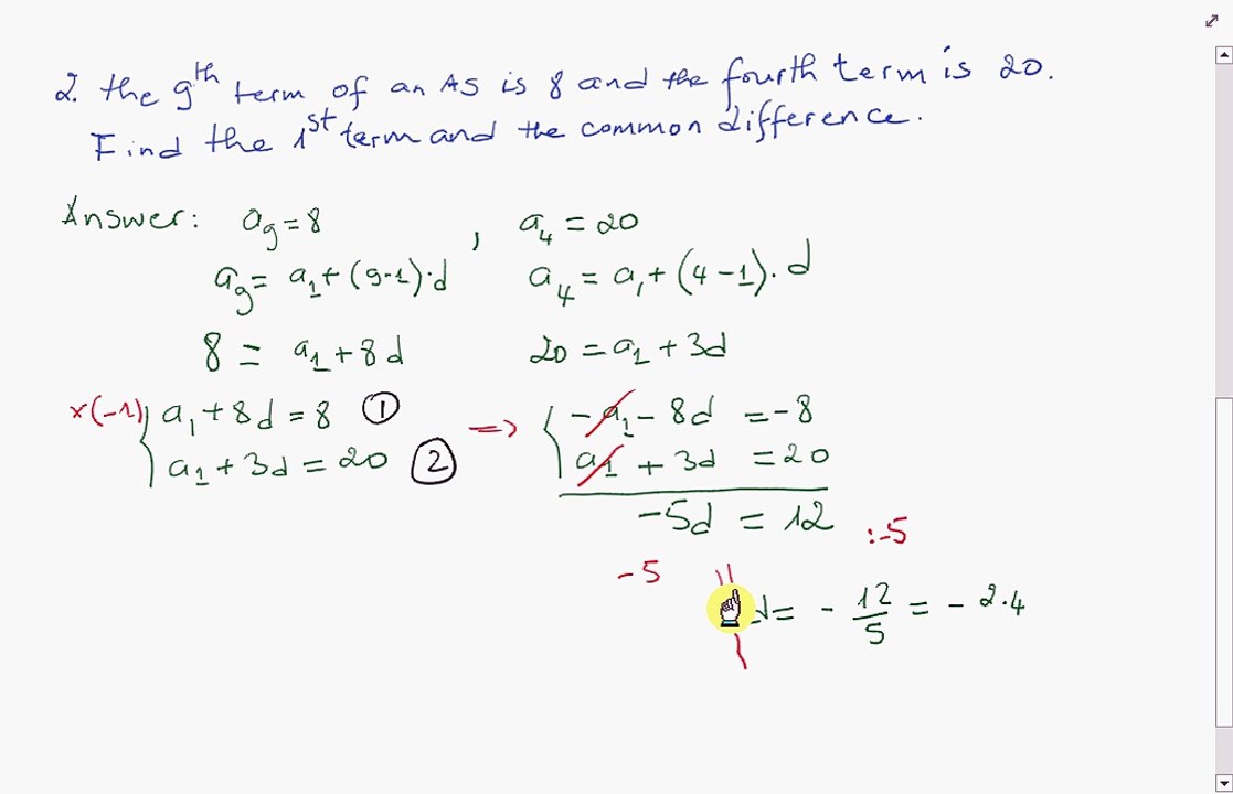 Simple Ex. on finding the nth numbers and the Common Difference of an Arithmetic Sequence
