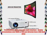 Taotaole 50000hrs 3000 Lumens Multimedia Projectors Home Theater Lcd Projector 3D Red Blue