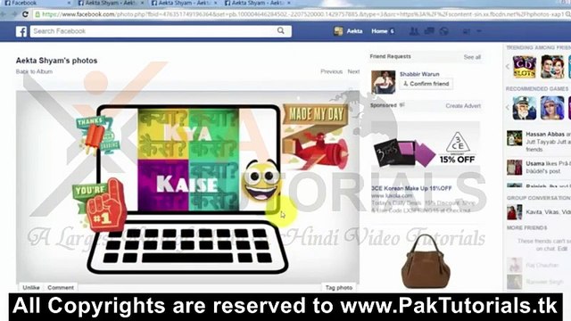 add Stickers and stickers effects to Facebook photos -Urdu and hindi Video Tutorial - PakTutorials.tk