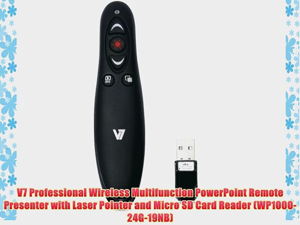V7 Professional Wireless Multifunction PowerPoint Remote Presenter with Laser Pointer and Micro