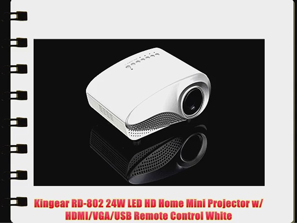 Kingear RD-802 24W LED HD Home Mini Projector w/ HDMI/VGA/USB Remote Control White