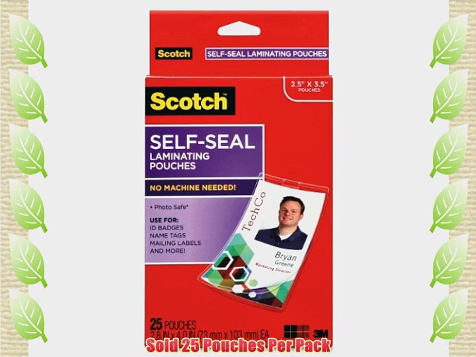 Self-Sealing Laminating Pouches with Clips for ID Badges 12.8 mil. Glossy 25/Pack (MMMLS852G)