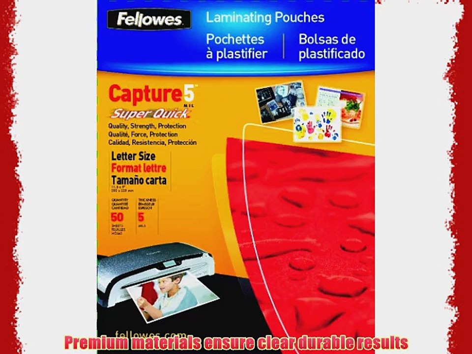 Fellowes Laminating Pouches Thermal SuperQuick 11.5(H) x 9(W) Size 5 Mil 100 Pack (5223001)