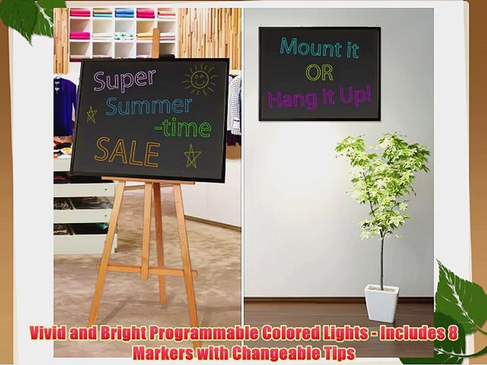 Pyle PLWB6090 Erasable Illuminated Flashing LED Writing Board with Remote Control and 8 Fluorescent