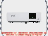 Epson PowerLite 822  - LCD Projector - 2600 ANSI Lumens - XGA (1024 x 768) - 4:3 (26823J) Category: