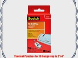 Scotch Thermal Pouches 2.4 x 4.2 Inches ID Badge without Clip 100 Pouches 4-PACK (Package include