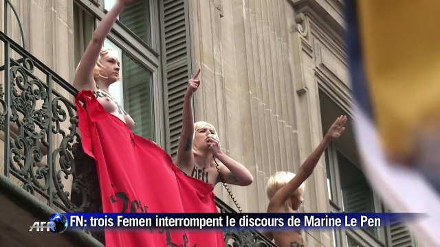 FN: trois Femen interrompent le discours de Marine Le Pen