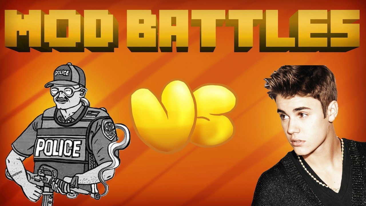JUSTIN BIEBER MOD vs POLICE MOD - Mod vs Mod - MINECRAFT MOD BATTLES (Ep. 1)