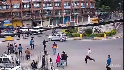 Footage shows the moment the devastating earthquake shatters Nepal