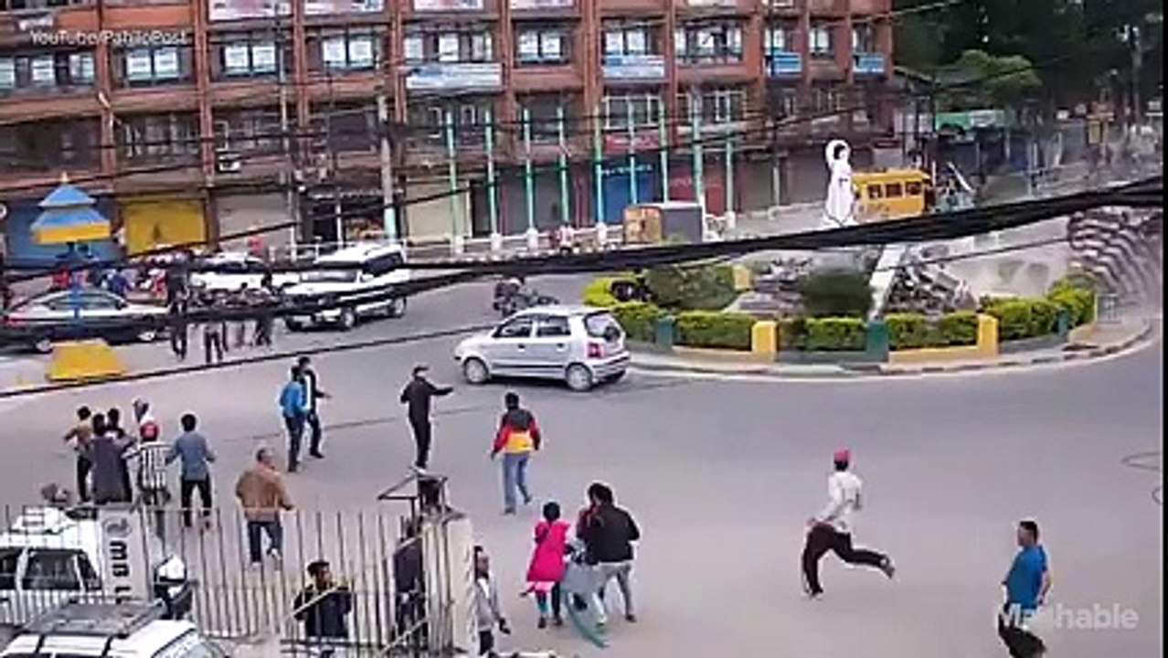 Footage shows the moment the devastating earthquake shatters Nepal