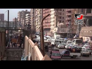 ارتباك وازدحام مروري بعزبة النخل  بعد انهيار الكوبرى