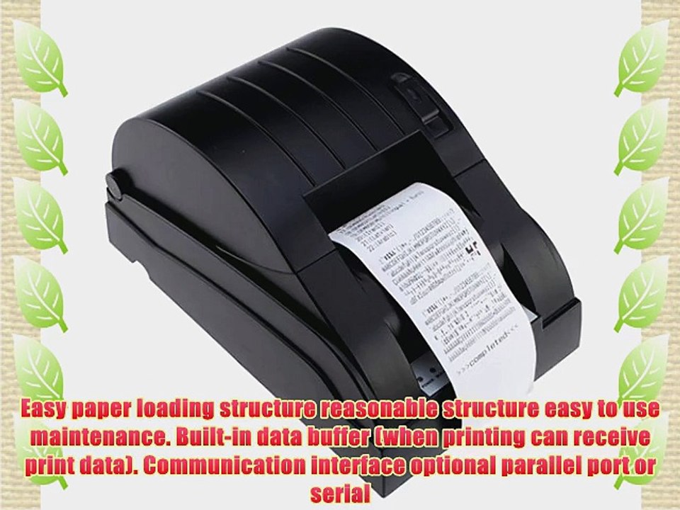 AGPtek? USB POS Printer with 58mm Thermal Paper Rolls - 90mm/sec High-speed Printing (Black)